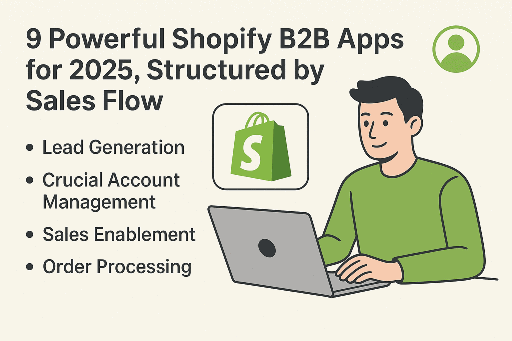 Top 9 powerful Shopify B2B apps for 2025 organized by sales flow to help businesses improve efficiency, boost conversions, and manage wholesale operations effectively.