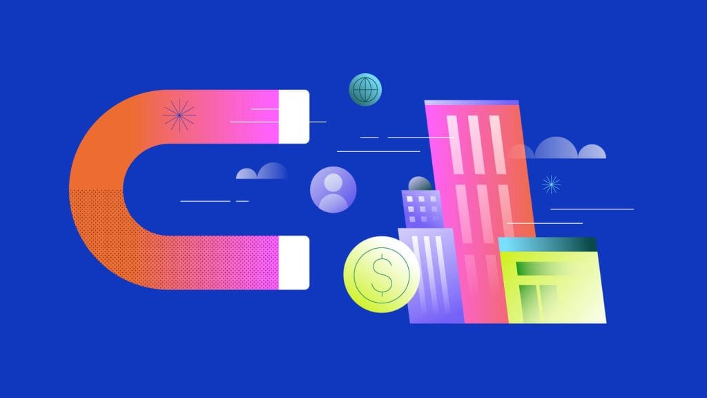 “Illustration showing Shopify leading the future of B2B eCommerce with digital growth, business partnerships, and online store innovation