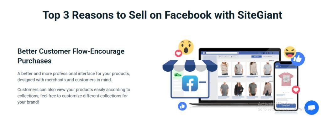 Online store products displayed on Facebook Shop